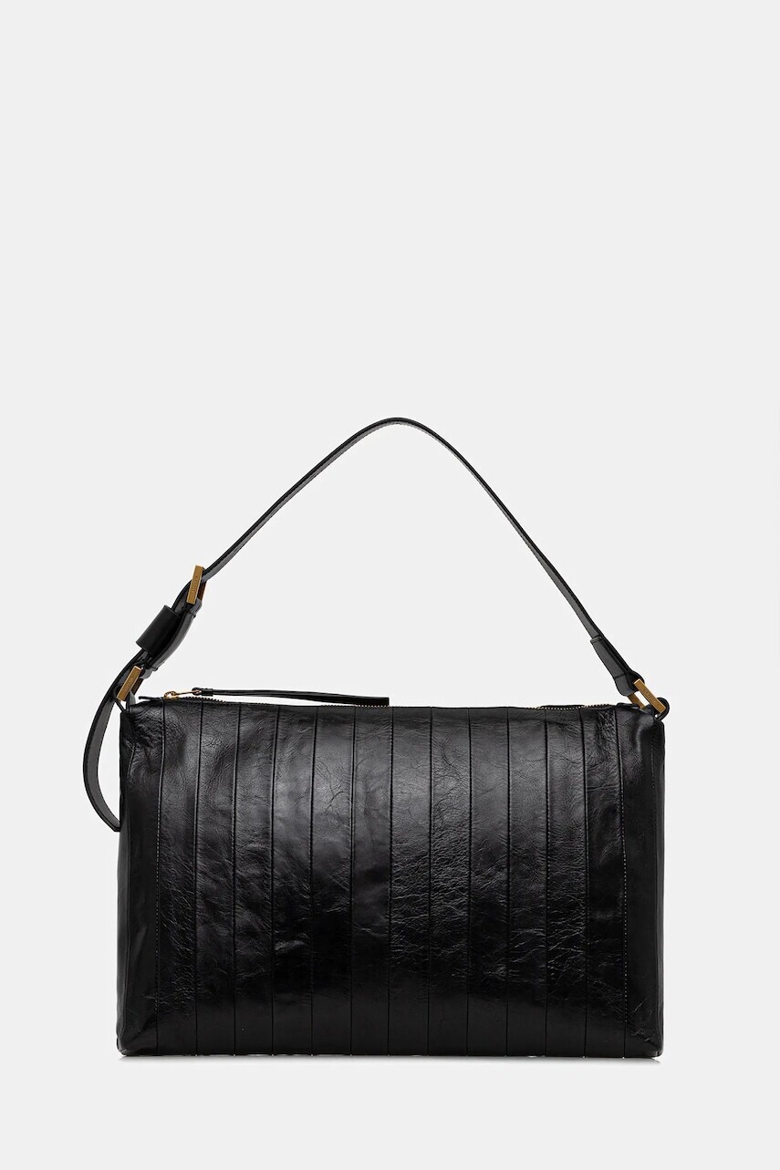 Kožená kabelka AllSaints čierna farba, W561XD