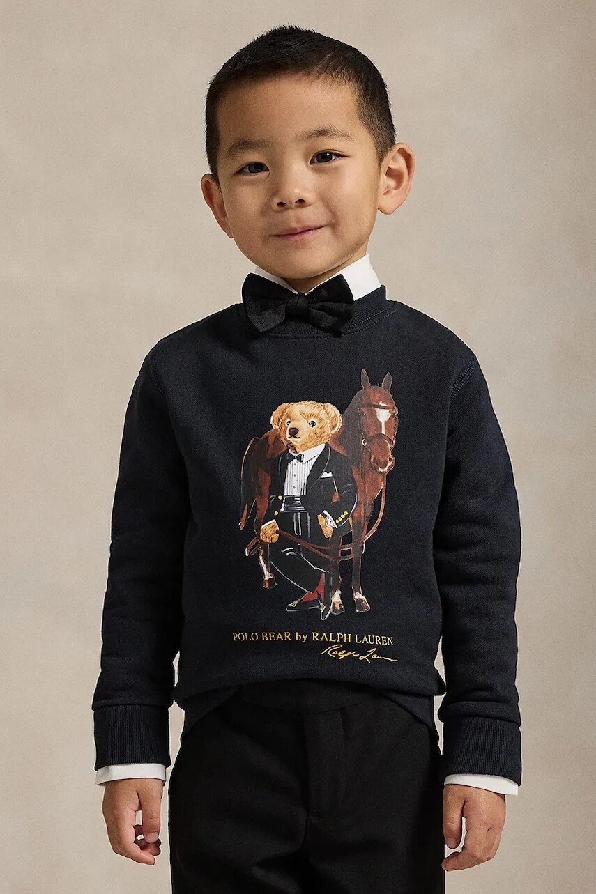 Detská bavlnená mikina Polo Ralph Lauren čierna farba, s potlačou, 322A10261001