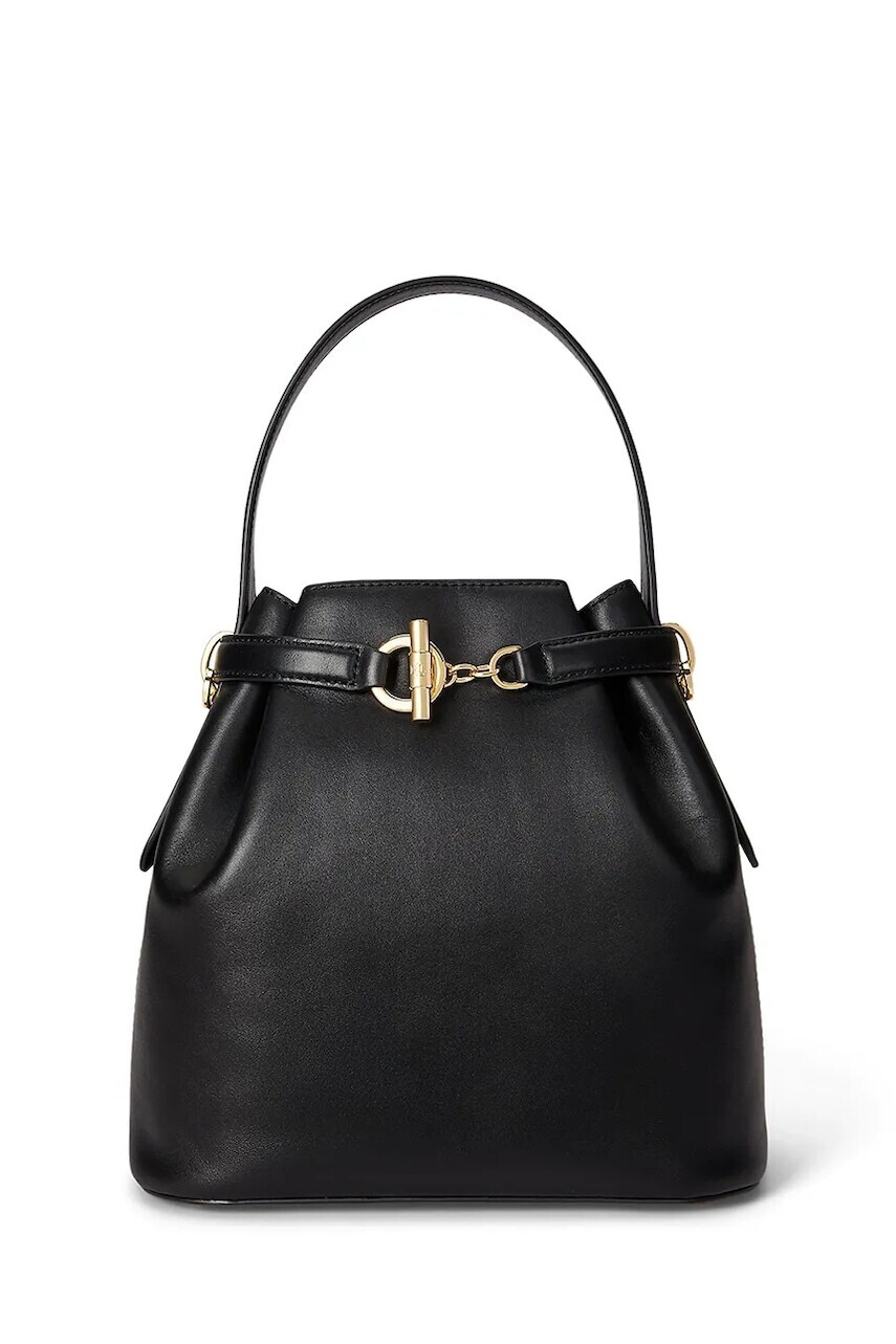 Kožená kabelka Lauren Ralph Lauren čierna farba, 431982787