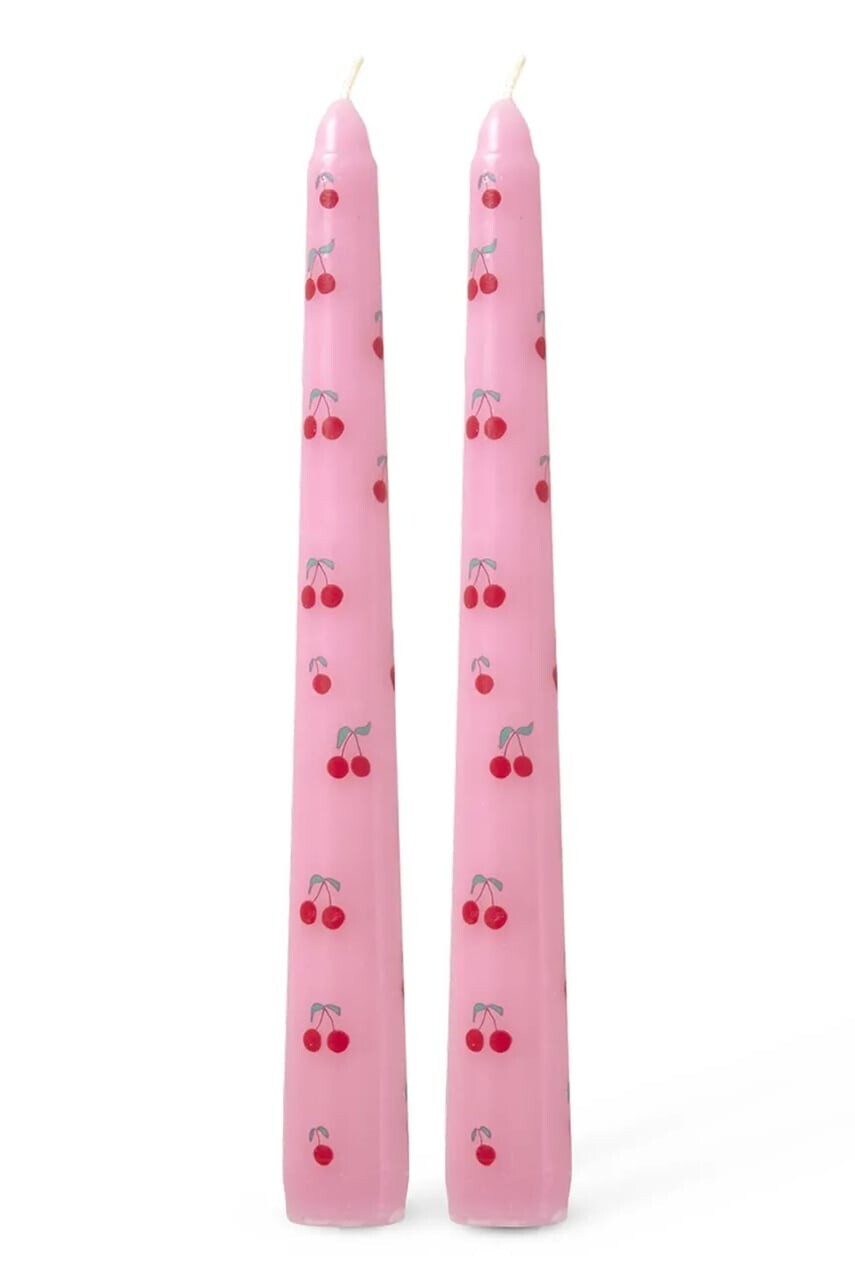 Ozdobná sviečka Rice Cherry Love 20,5 x 2,5 x 4,5 cm 2-pak ružová farba