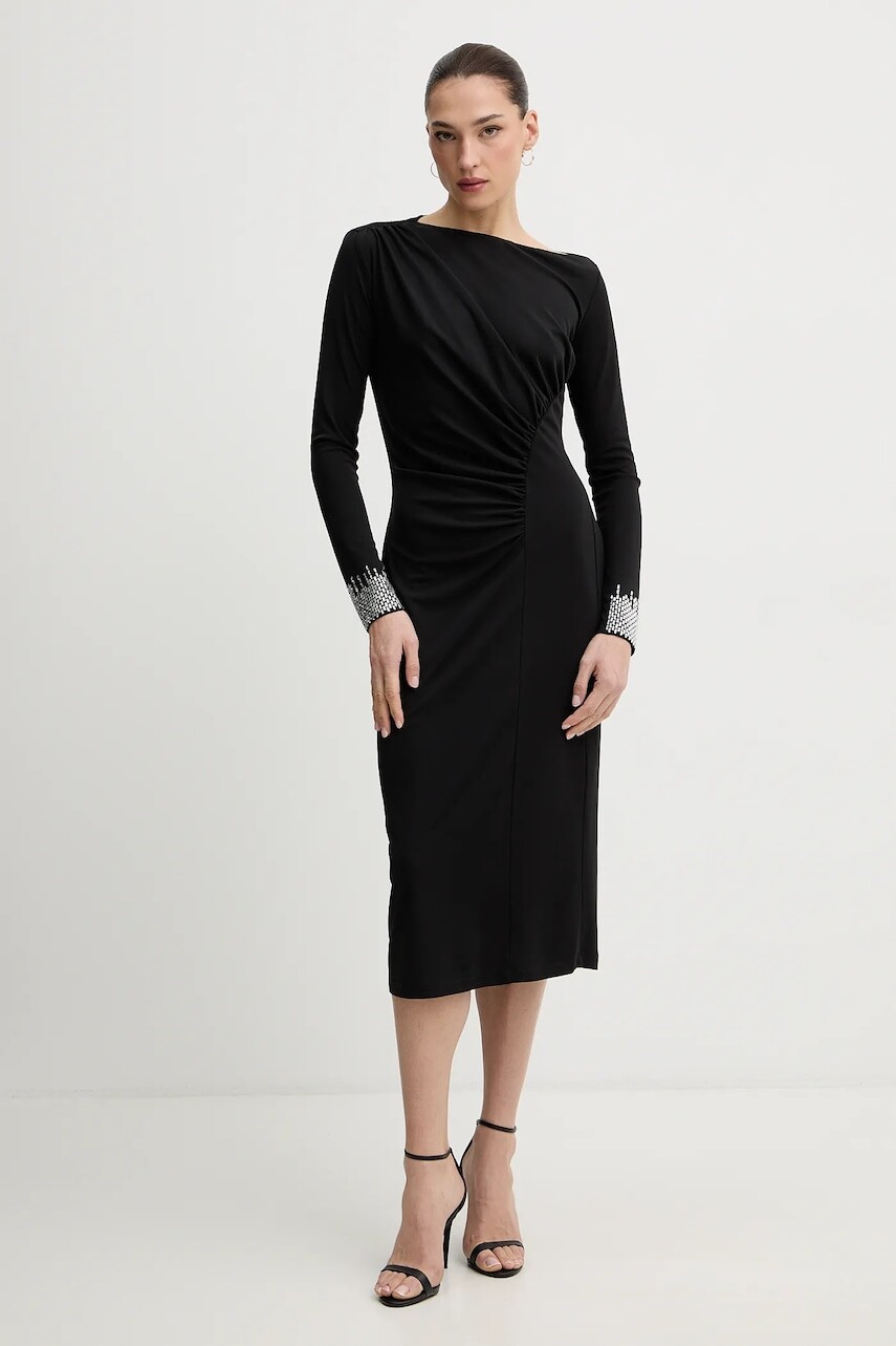 Šaty Liu Jo čierna farba, midi, rovný strih, WA6195 J4844