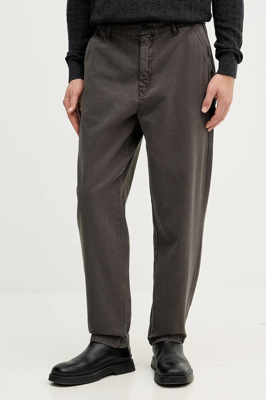 Bavlnené nohavice Barbour Bowland šedá farba, rovný strih, MTR0792