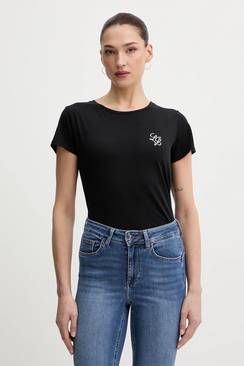 Bavlnené tričko Liu Jo dámske, čierna farba, TA6056 JS923