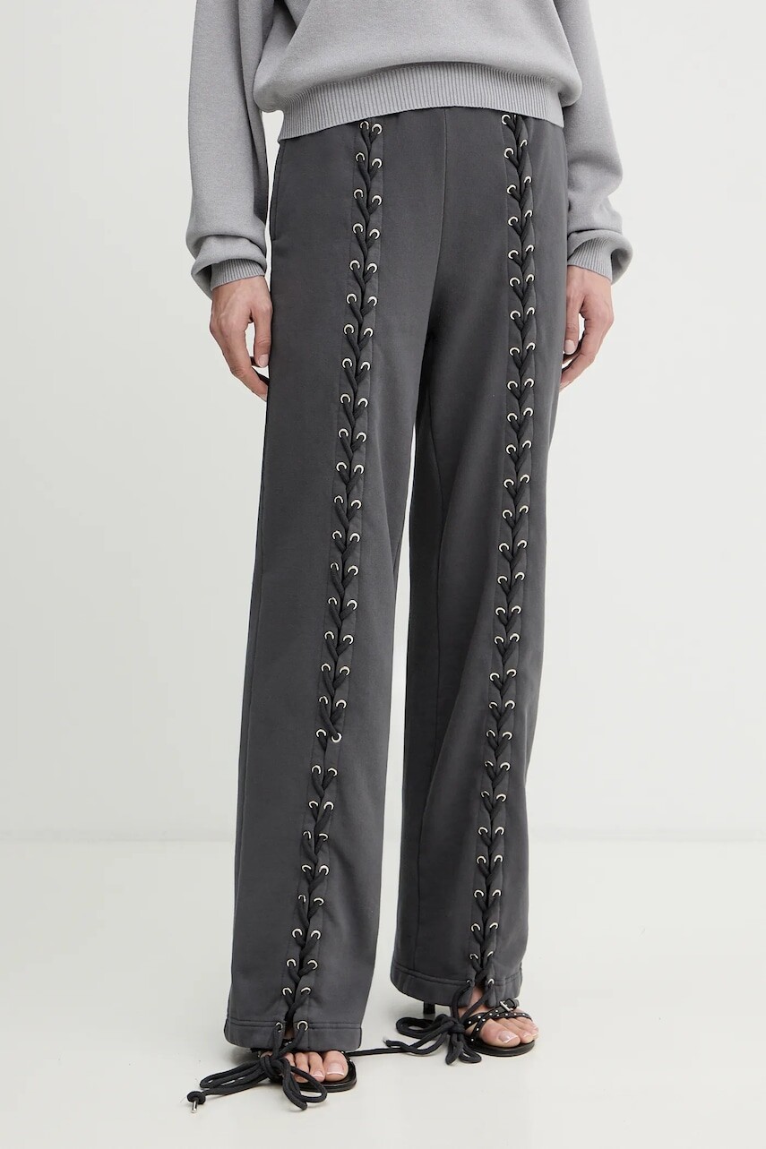 Bavlnené tepláky Rotate šedá farba, jednofarebné, 1143891205