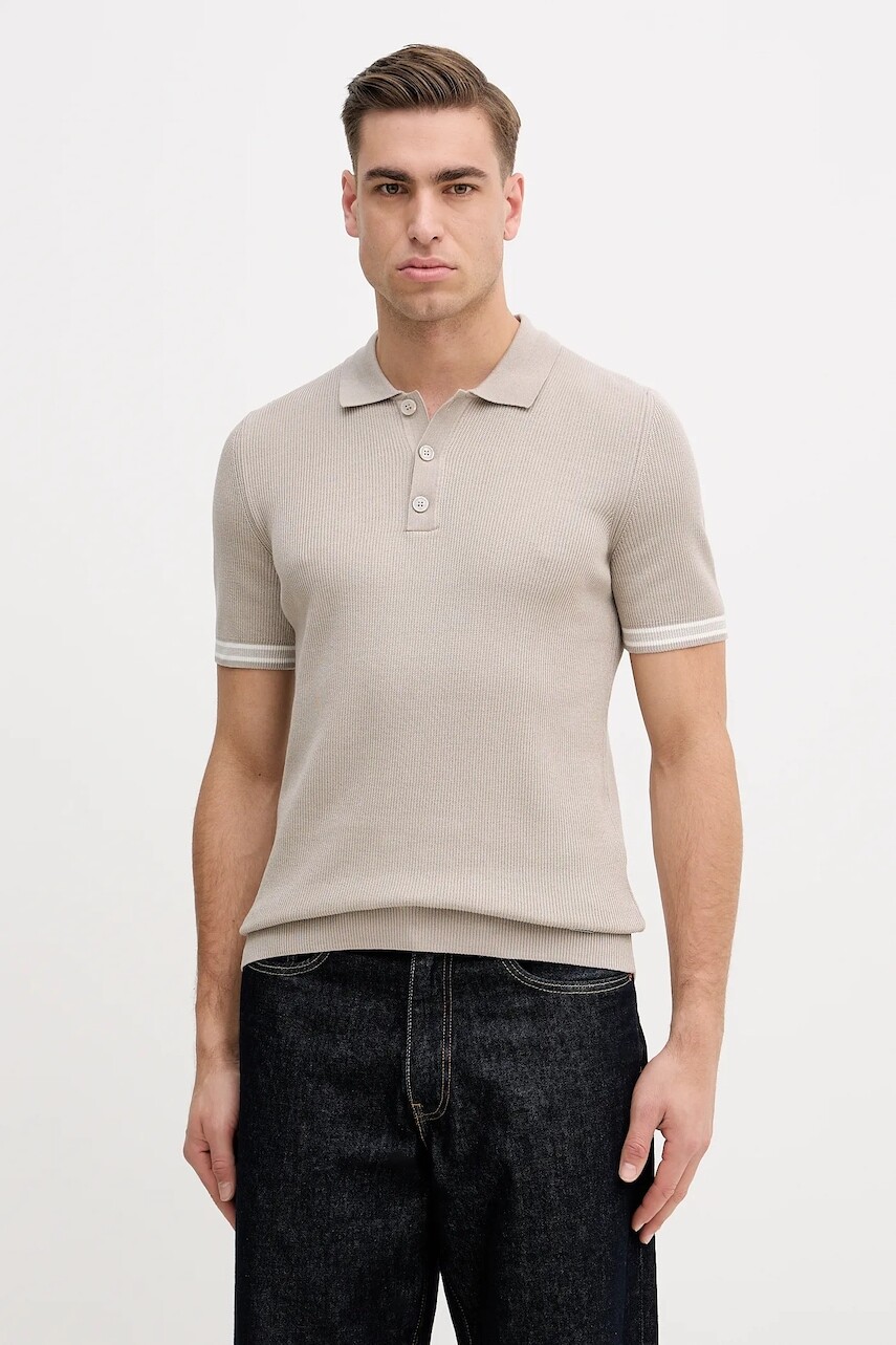 Bavlnené polo tričko Joop! hnedá farba, jednofarebné, 30100018