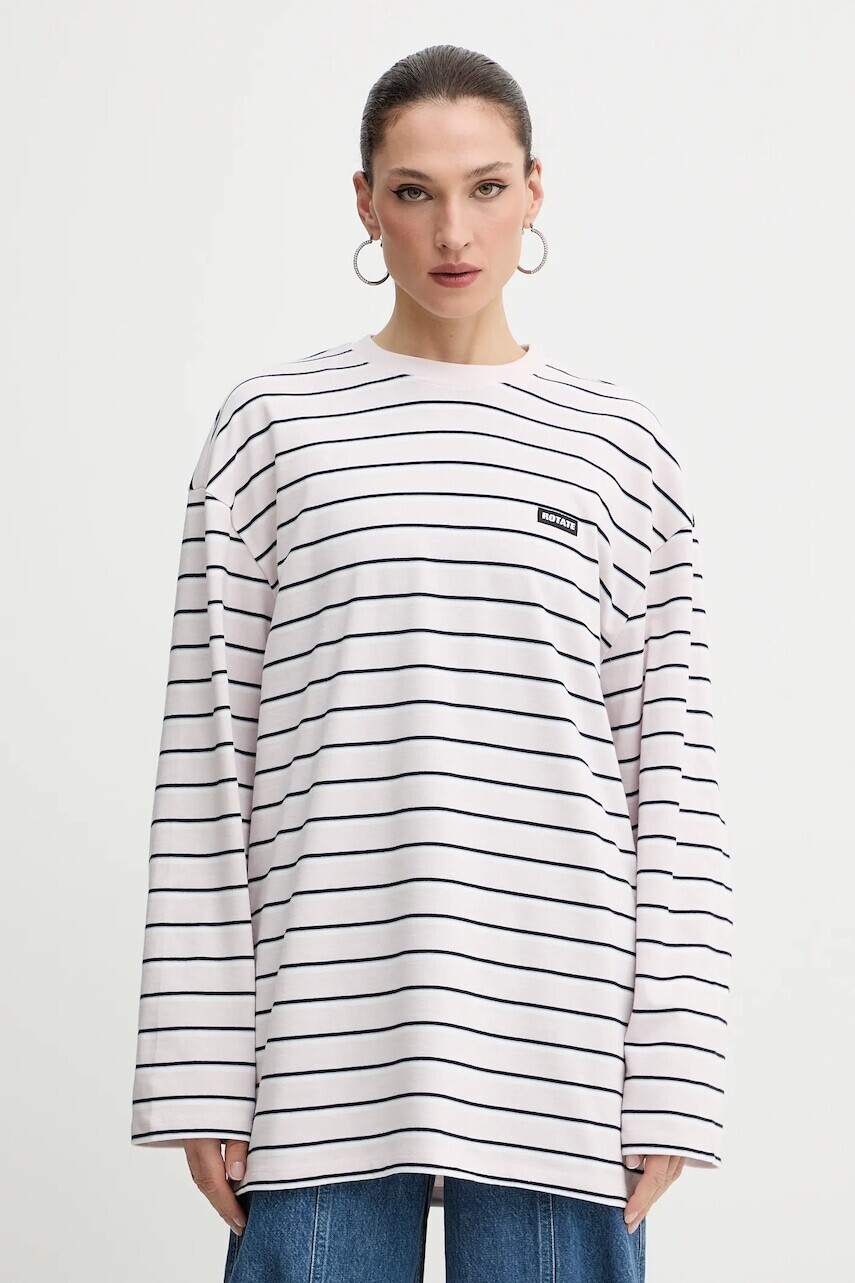 Bavlnené tričko s dlhým rukávom Rotate fialová farba, 1153781810