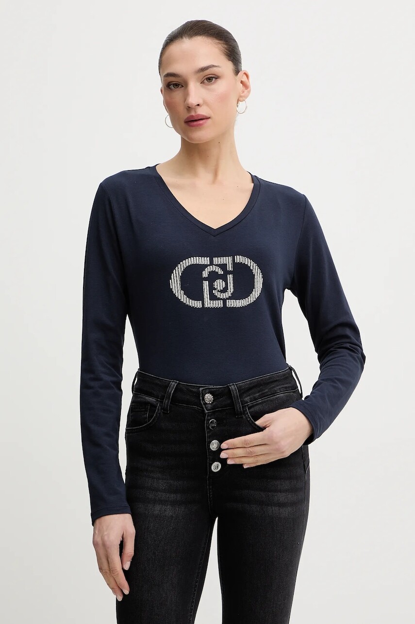 Tričko s dlhým rukávom Liu Jo modrá farba, TA6053 JS003