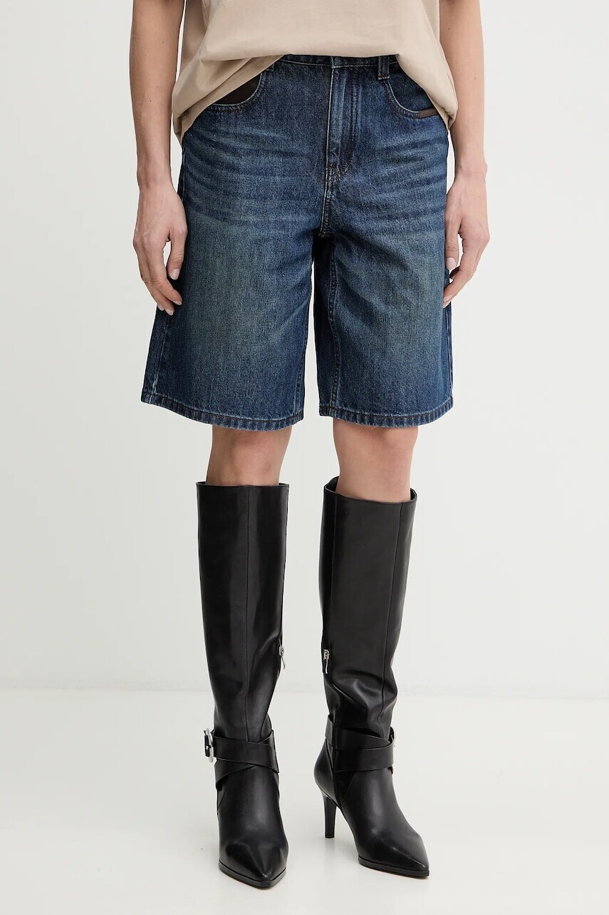 Rifľové krátke nohavice Miss Sixty modrá farba, jednofarebné, vysoký pás, 6S3JJ47000