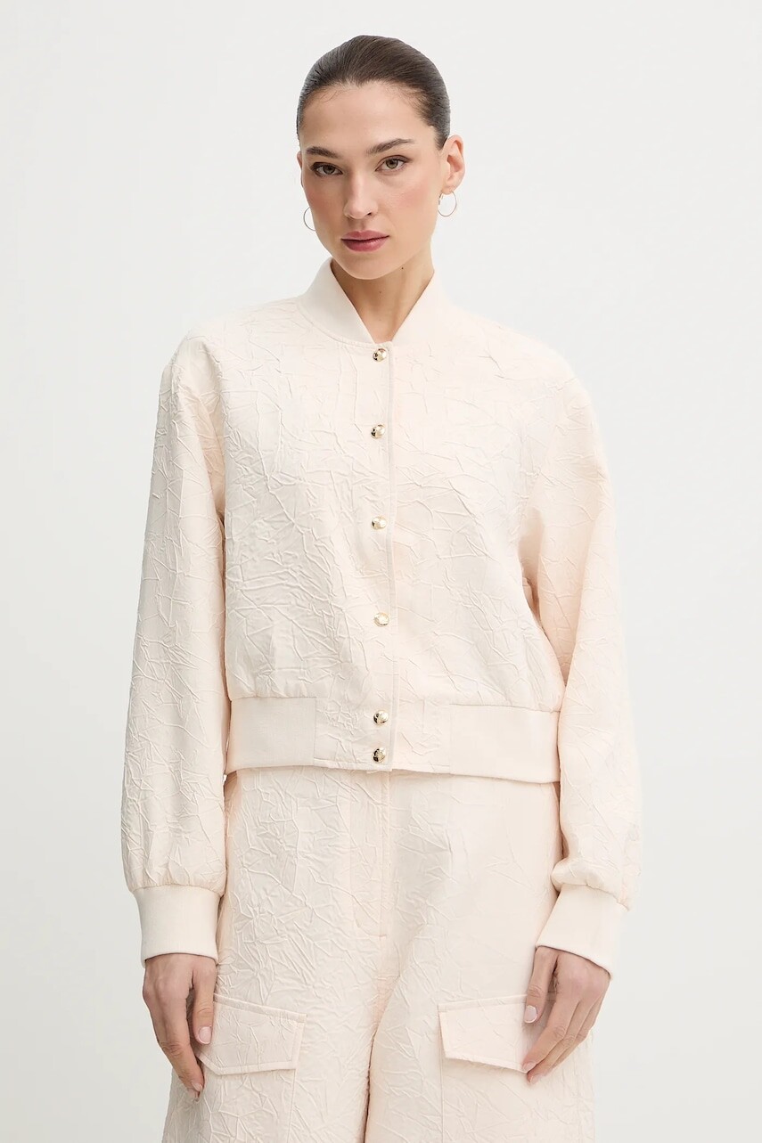 Bunda Liu Jo béžová farba, prechodná, oversize, TA6178 TS118