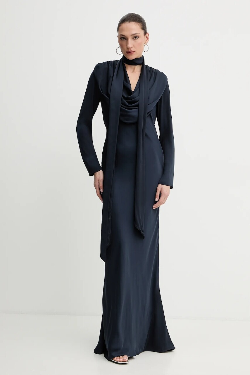 Šaty Rotate tmavomodrá farba, maxi, rovný strih, 1154392318