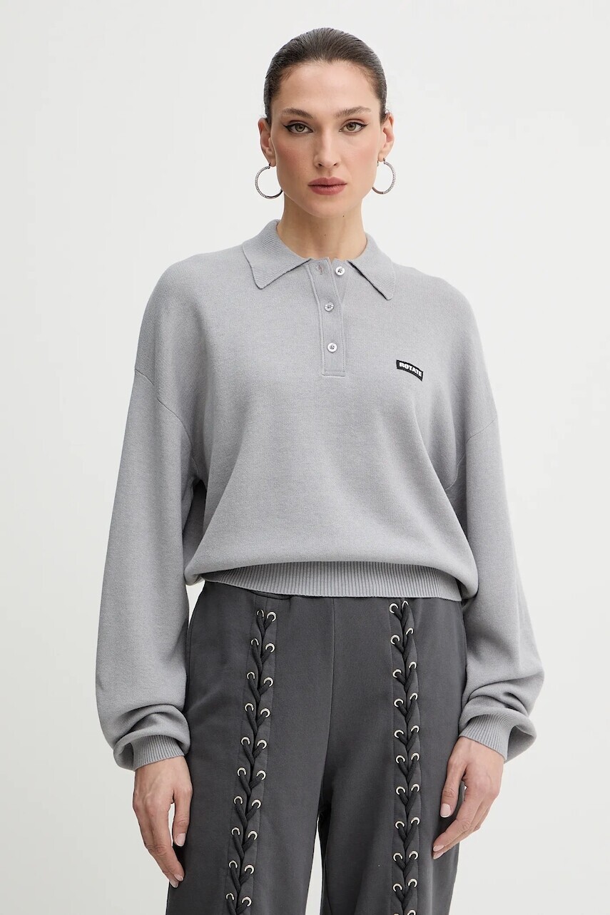 Sveter s prímesou vlny Rotate šedá farba, ľahké, 115137039