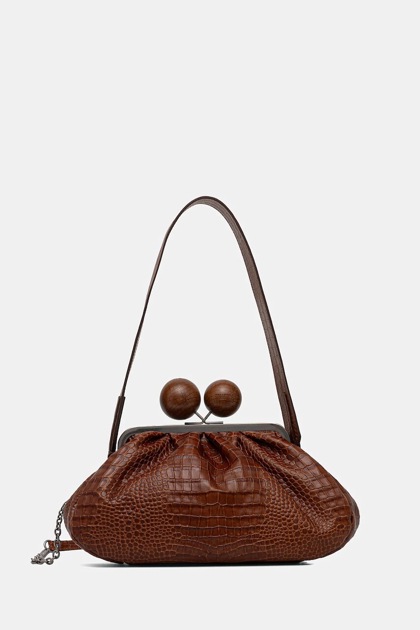 Kožená kabelka Weekend Max Mara ALISSO hnedá farba, 2615511194600