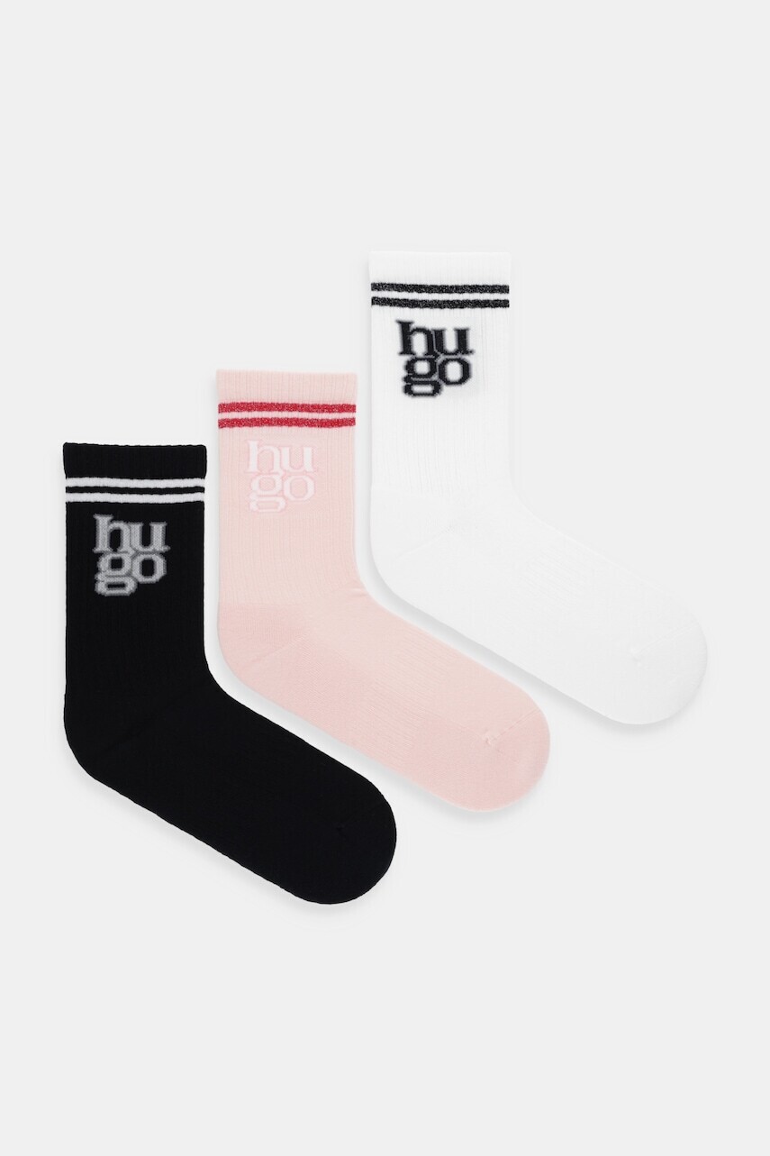 Ponožky HUGO 3P QS SPORTYLOG CC W 3-pak čierna farba, 50553449