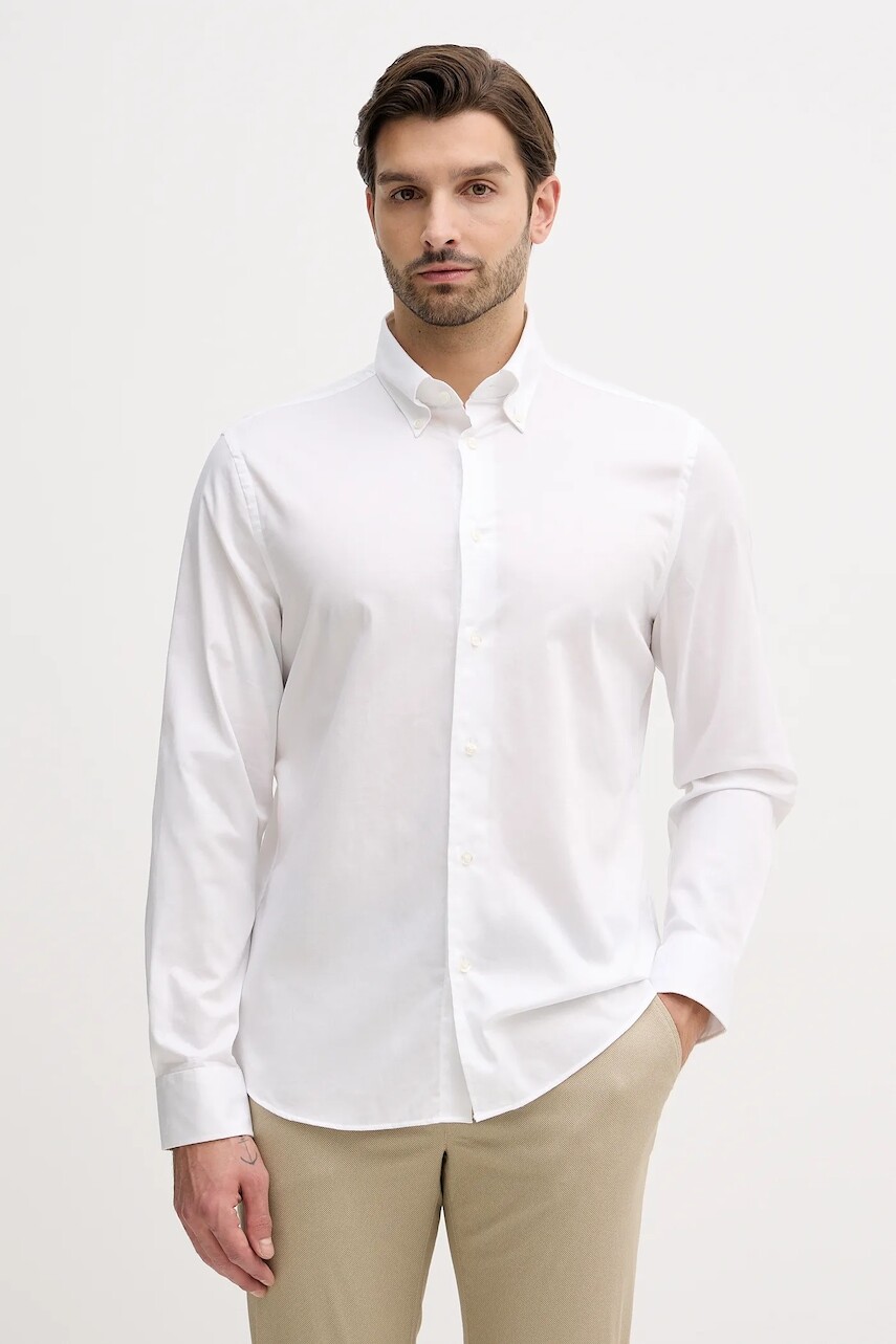 Košeľa Tommy Hilfiger biela farba, regular, s golierom button-down, MW0MW41824