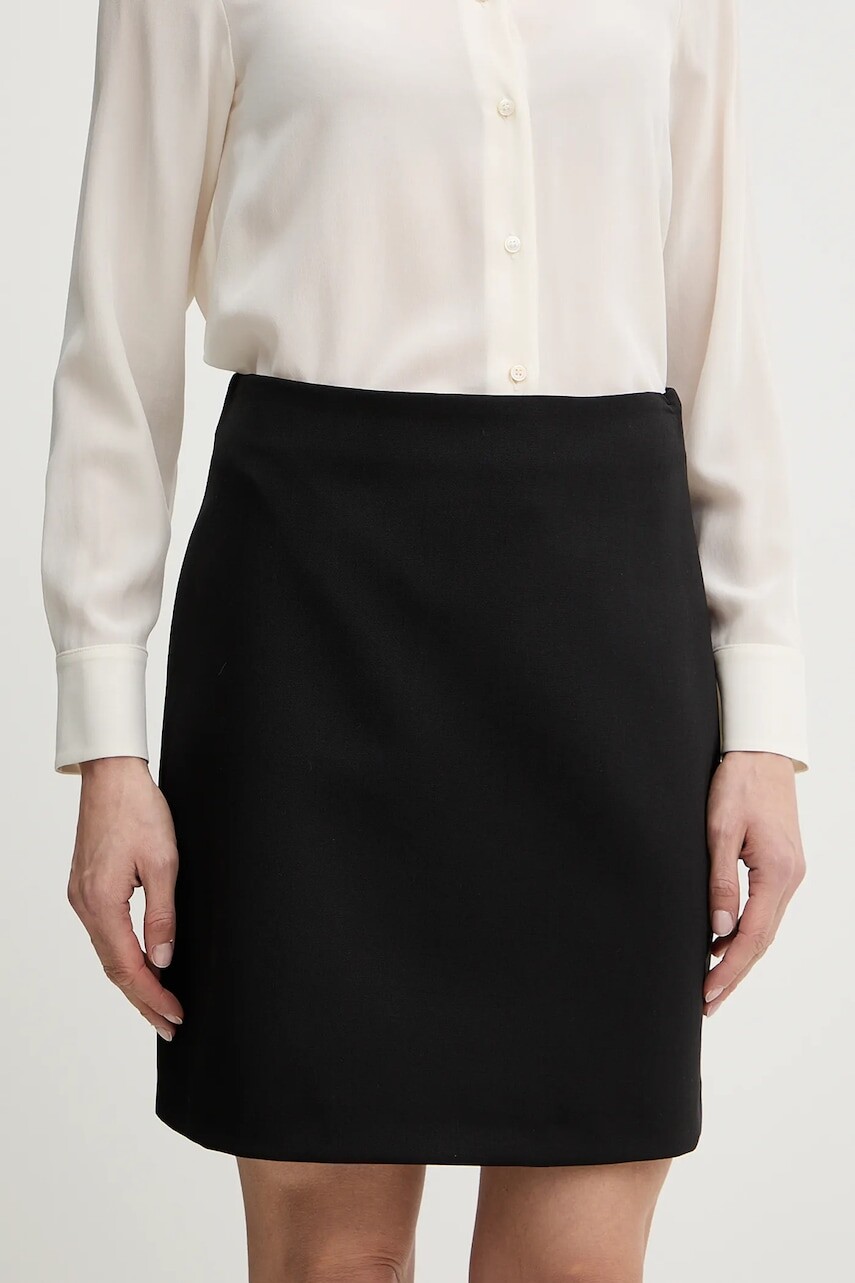 Sukňa s prímesou vlny Weekend Max Mara ARCADIA čierna farba, mini, rovný strih, 2615101041600