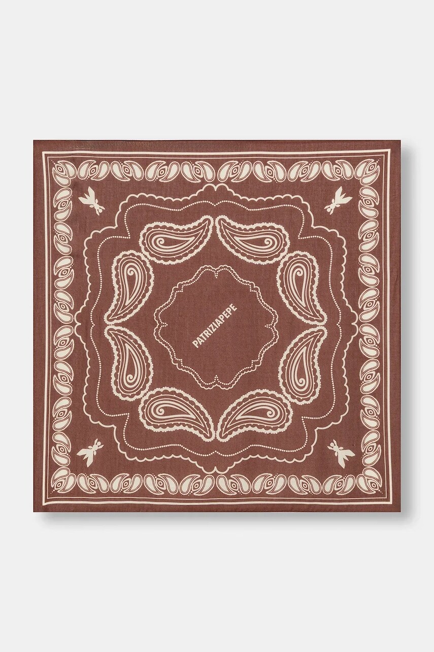 Šatka s prímesou hodvábu Patrizia Pepe hnedá farba, vzorovaná, 8F0112 A706