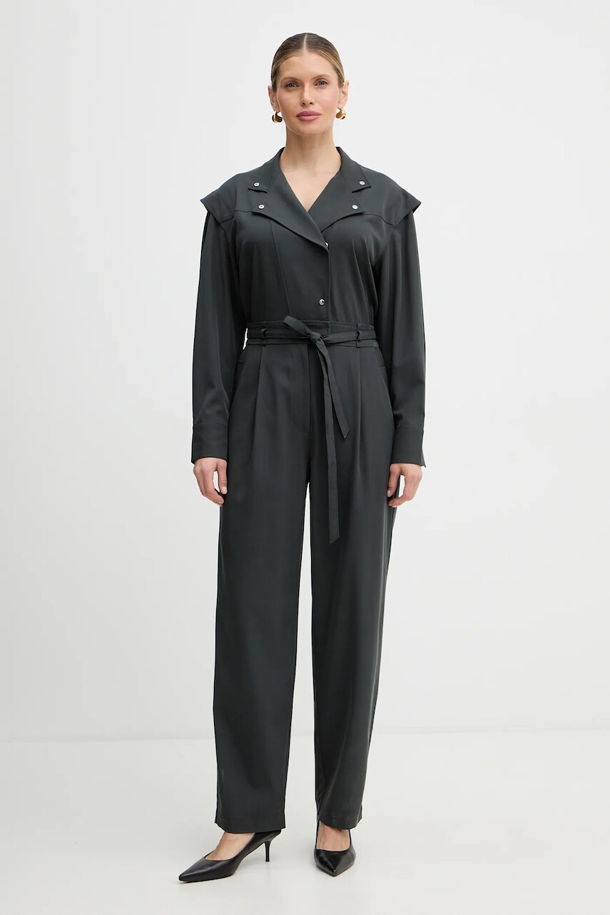 Overal BOSS Orange C Darima šedá farba, v výstrih, 50552355