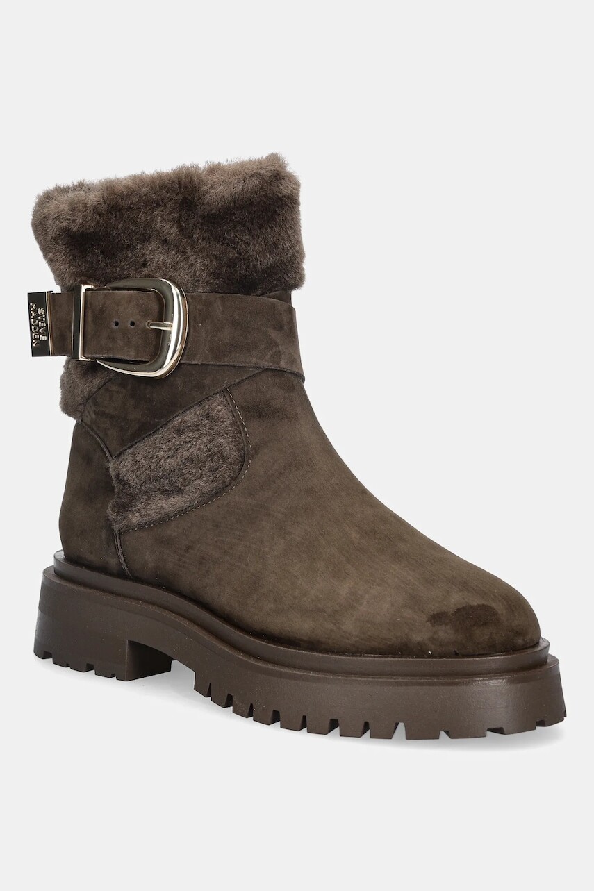 Členkové topánky Steve Madden Lodge hnedá farba, na plochom podpätku, jemne zateplené, 11004980