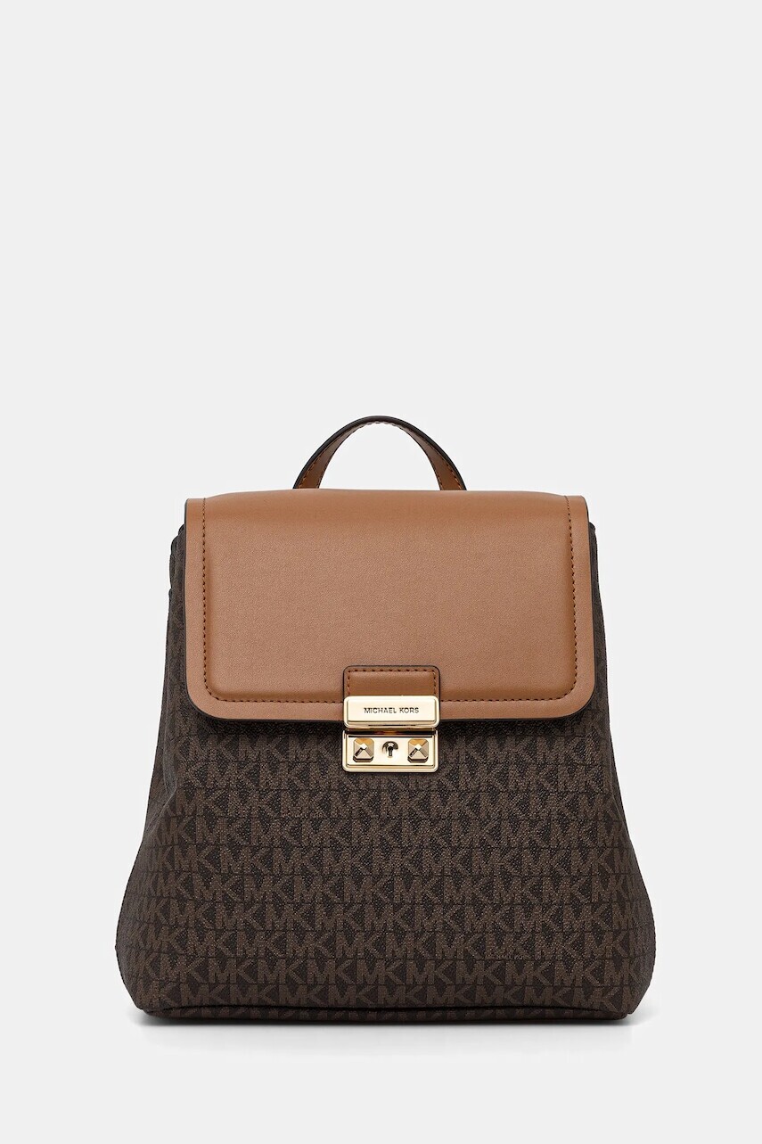 Ruksak MICHAEL Michael Kors dámsky, hnedá farba, malý, vzorovaný, 30F5G2RB1B