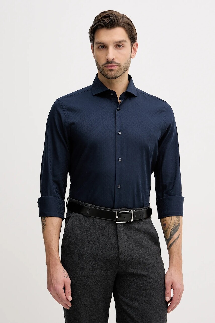 Bavlnená košeľa Joop! tmavomodrá farba, slim, s klasickým golierom, 30101700