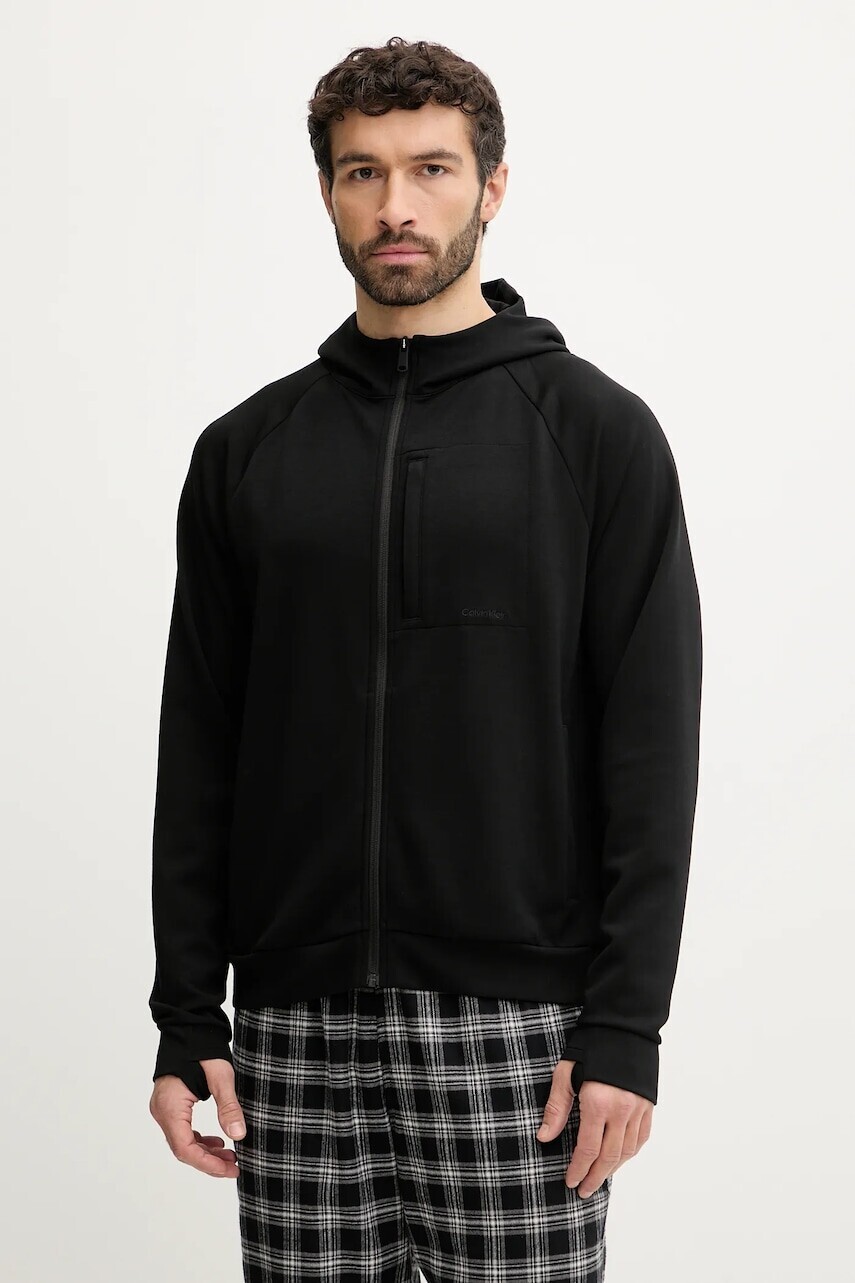 Mikina Calvin Klein Underwear čierna farba, s kapucňou, jednofarebná, LV00NM2924