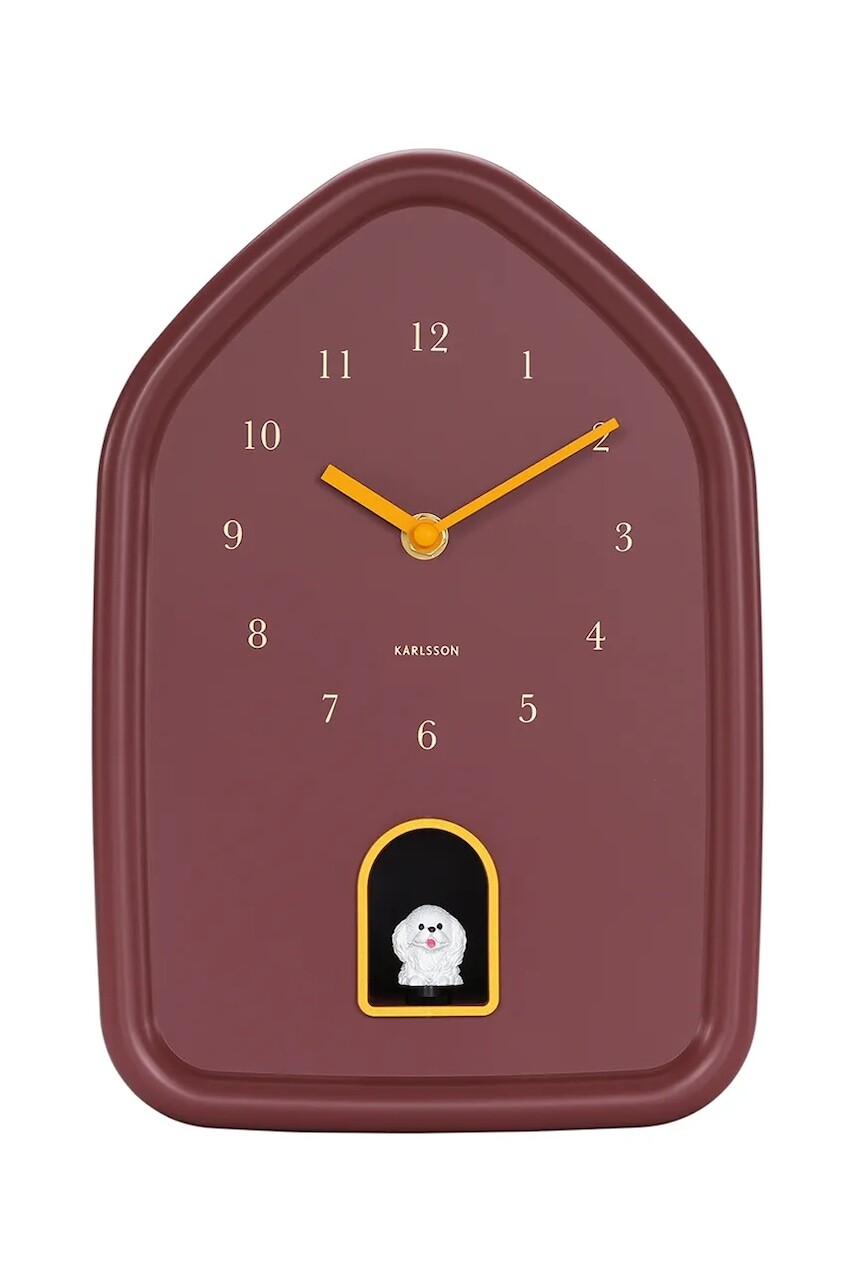 Nástenné hodiny so zvukom Karlsson Modern Doggy 29 x 20 cm ružová farba