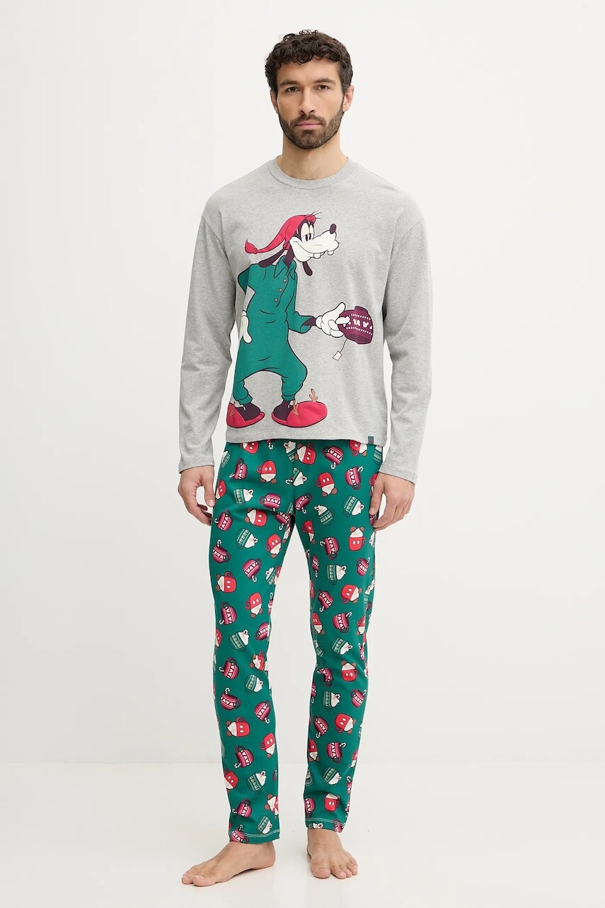 Bavlnené pyžamo United Colors of Benetton šedá farba, vzorované, 3P054P033