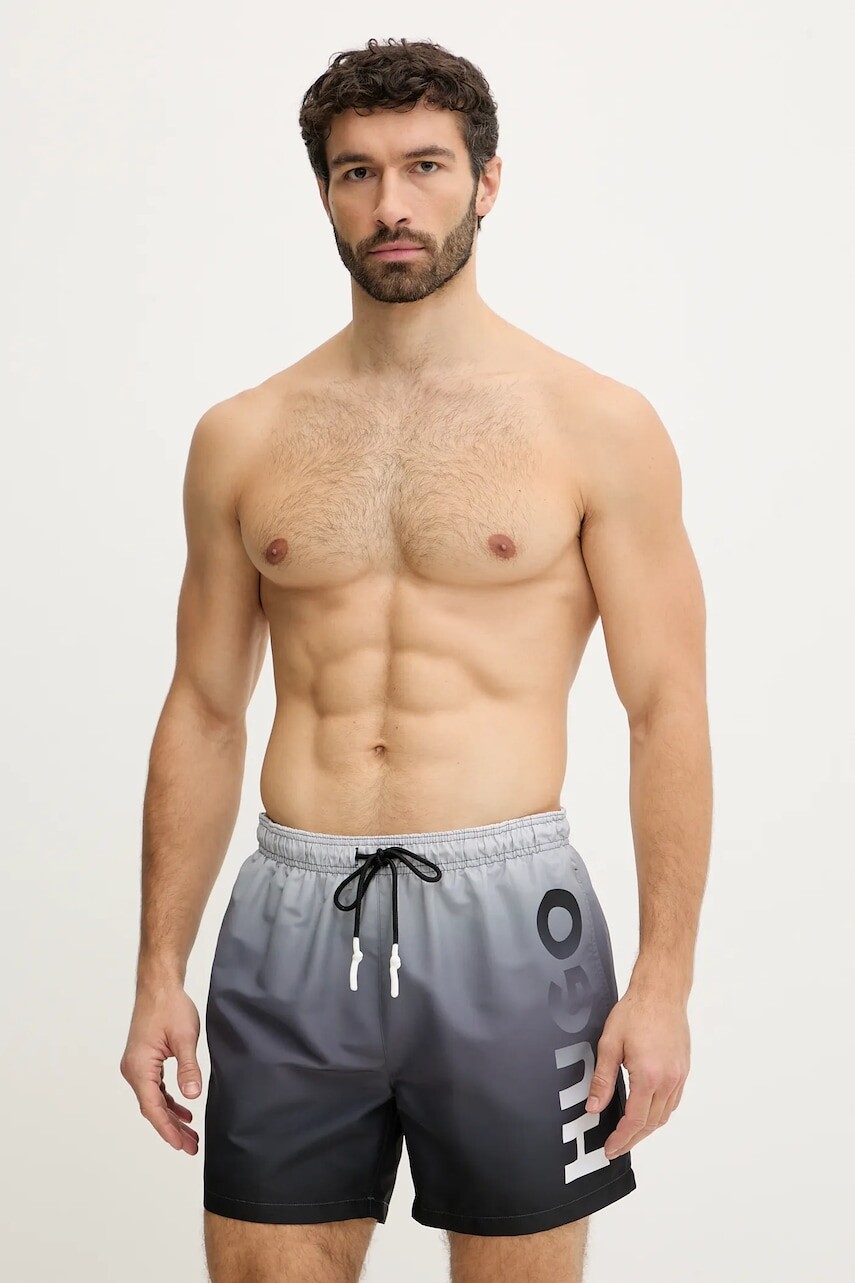 Plavkové šortky HUGO RAY šedá farba, 50555582