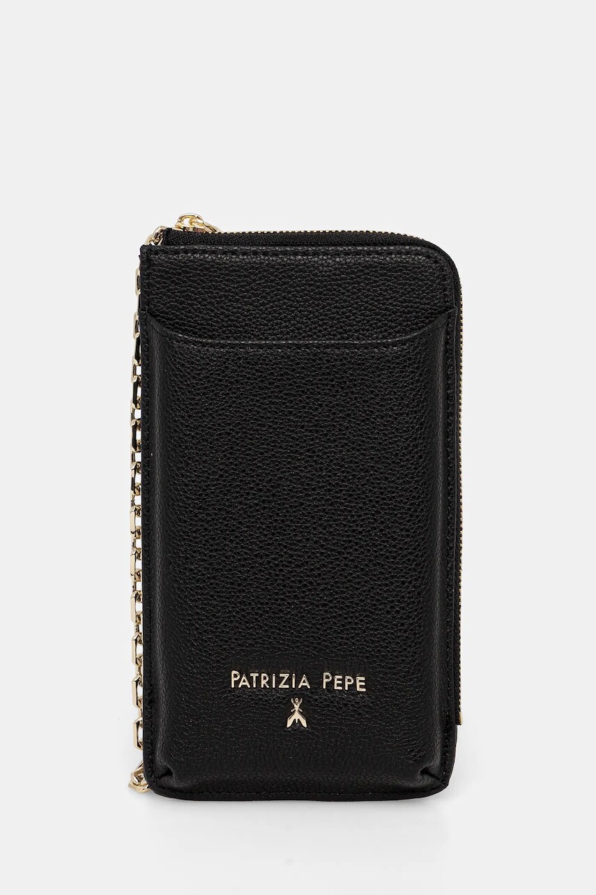 Kožený obal na telefón Patrizia Pepe čierna farba, 8Q0029 L001