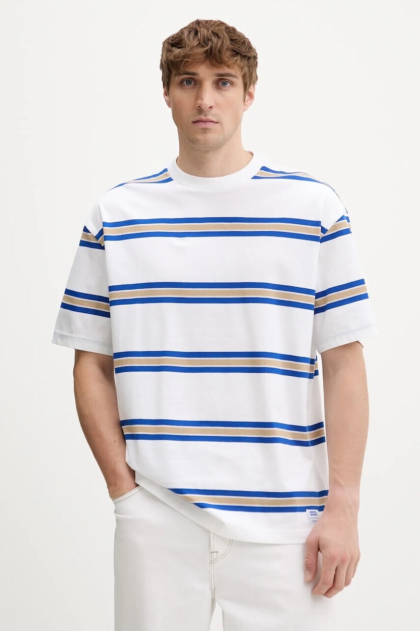 Bavlnené tričko Hugo Blue Nolisto pánske, biela farba, vzorované, 50553511