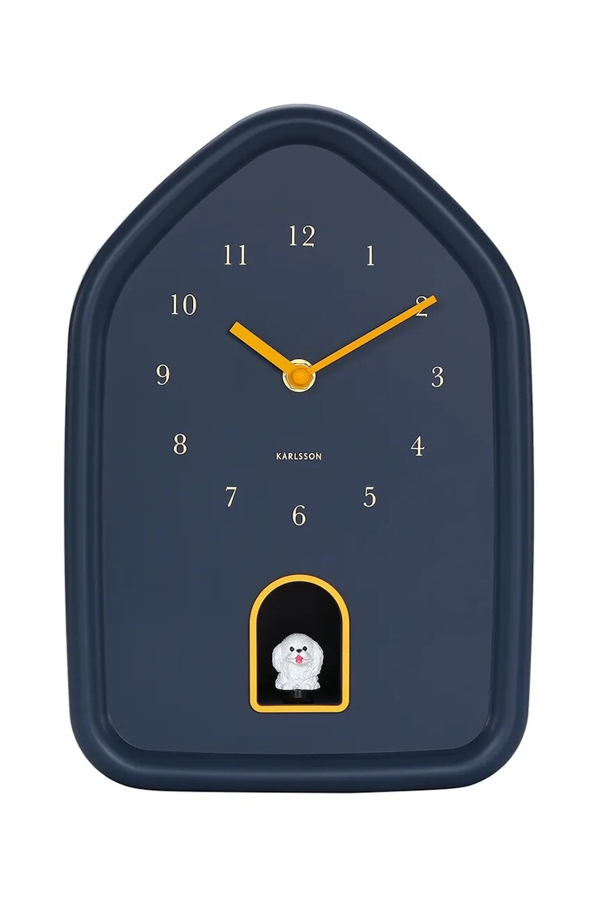 Nástenné hodiny so zvukom Karlsson Modern Doggy 29 x 20 cm tmavomodrá farba