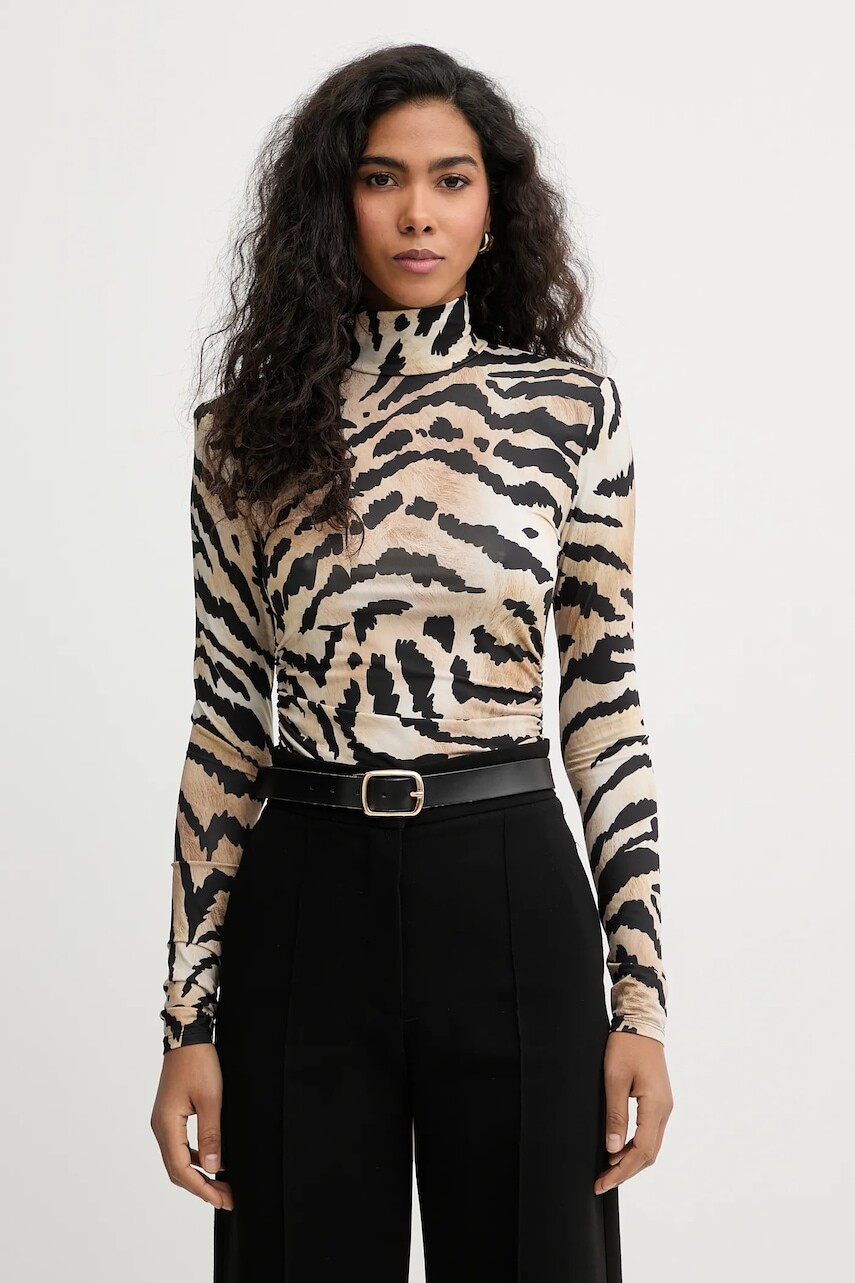 Tričko s dlhým rukávom Marciano by Guess GISELLE béžová farba, s polorolákom, 6RGP08 6084A