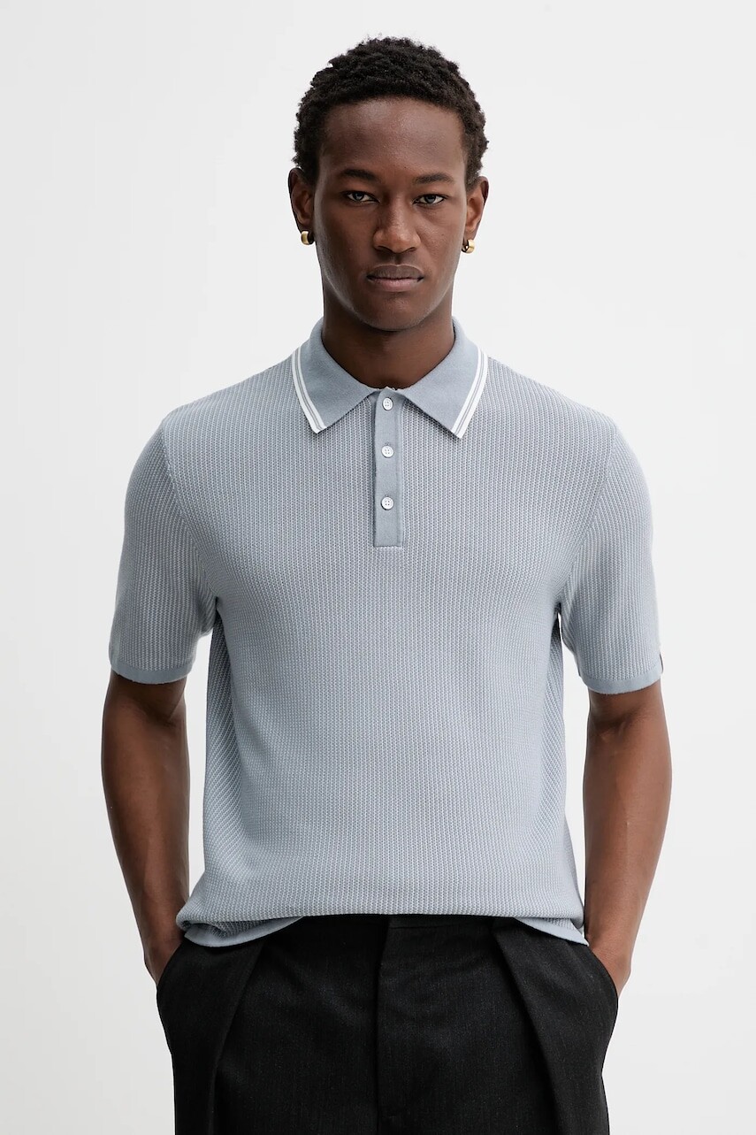 Polo tričko Rag & Bone pánske, modrá farba, vzorovaná, RH9125H6MCO