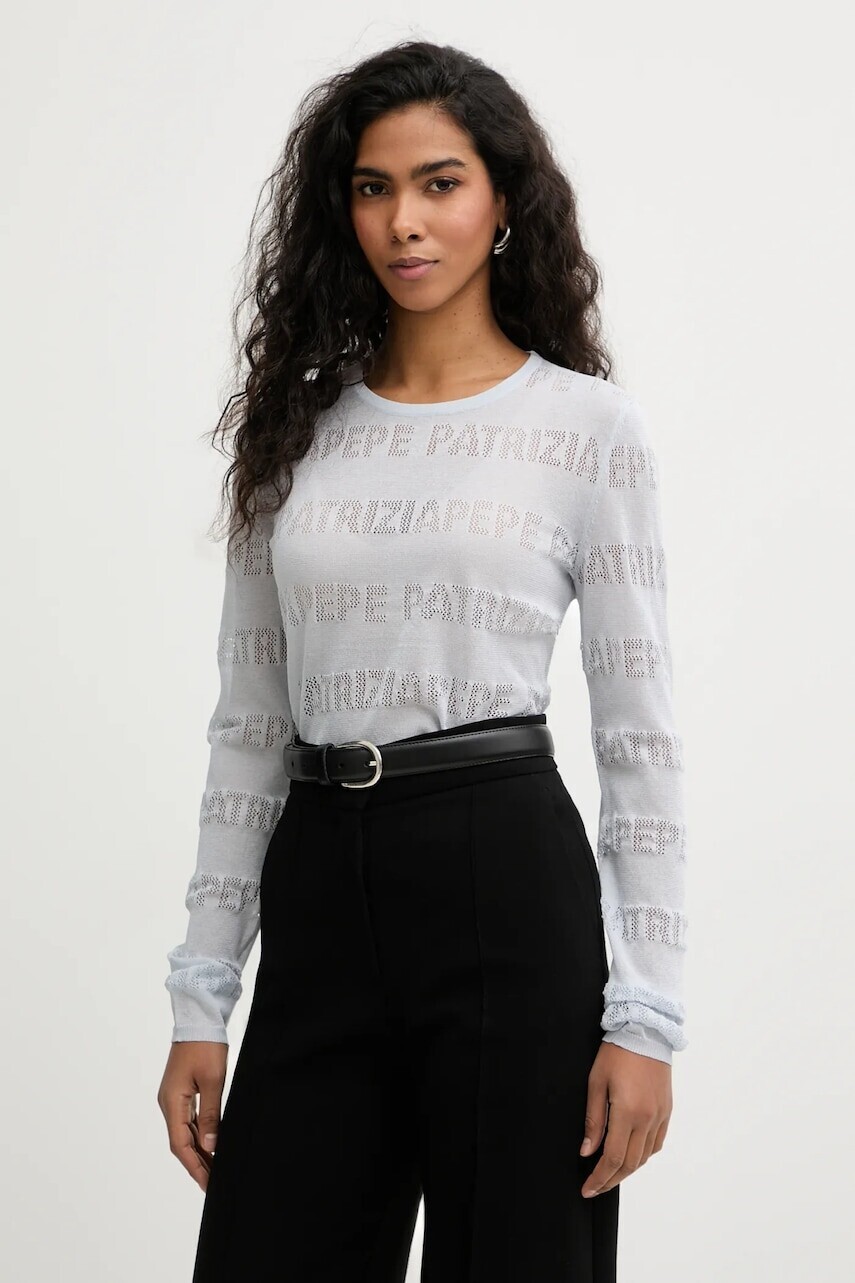 Sveter Patrizia Pepe modrá farba, ľahký, 8K0354 K303