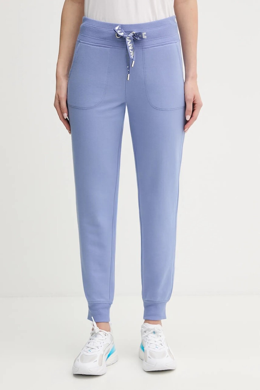 Tepláky Dkny modrá farba, jednofarebné, DP6P3496