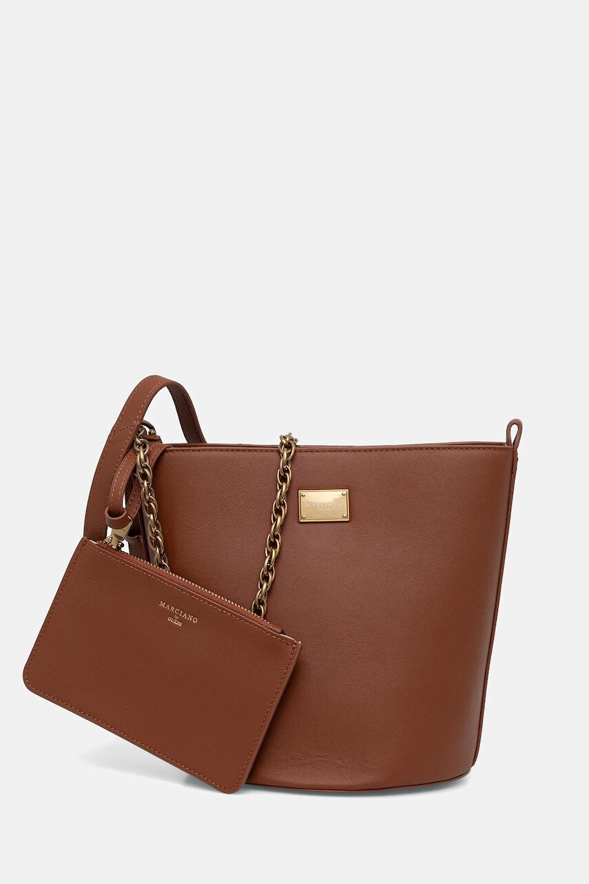 Kožená kabelka Marciano by Guess hnedá farba, 6RGZ15 7414A