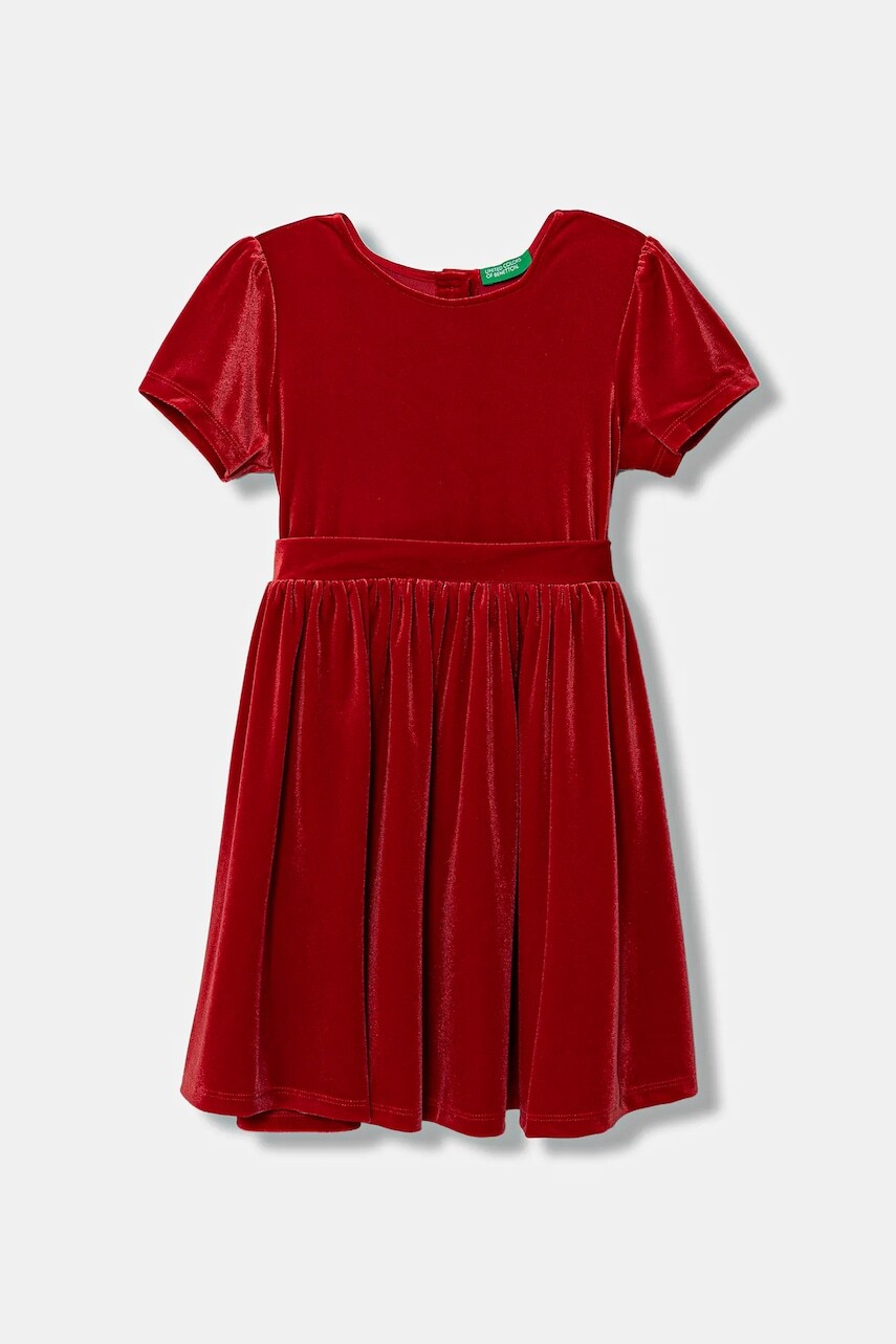 Šaty United Colors of Benetton červená farba, mini, áčkový strih, 4WWWGV02O