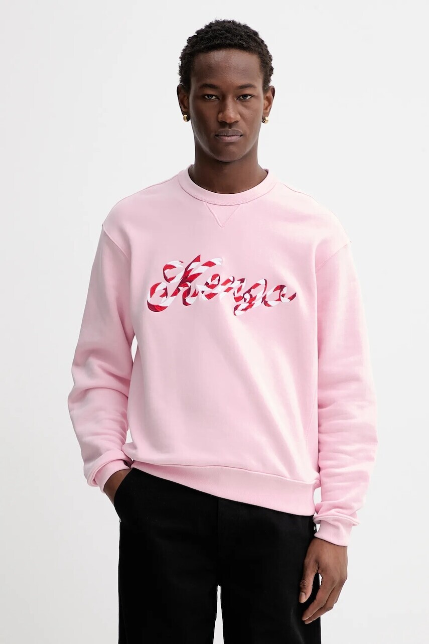 Bavlnená mikina Kenzo ružová farba, s nášivkou, FG55SW2024MJ