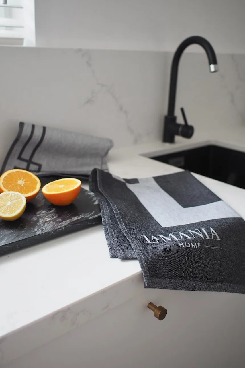 Bavlnené kuchynské utierky La Mania Imperial 70 x 50 cm 3-pak čierna farba