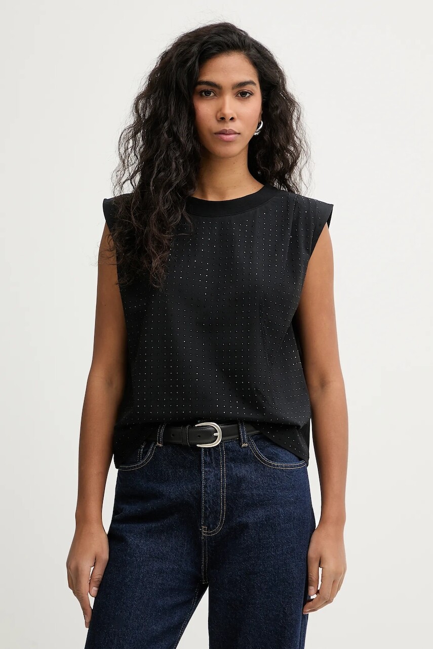 Bavlnený top Patrizia Pepe čierna farba, 8M1801 J388