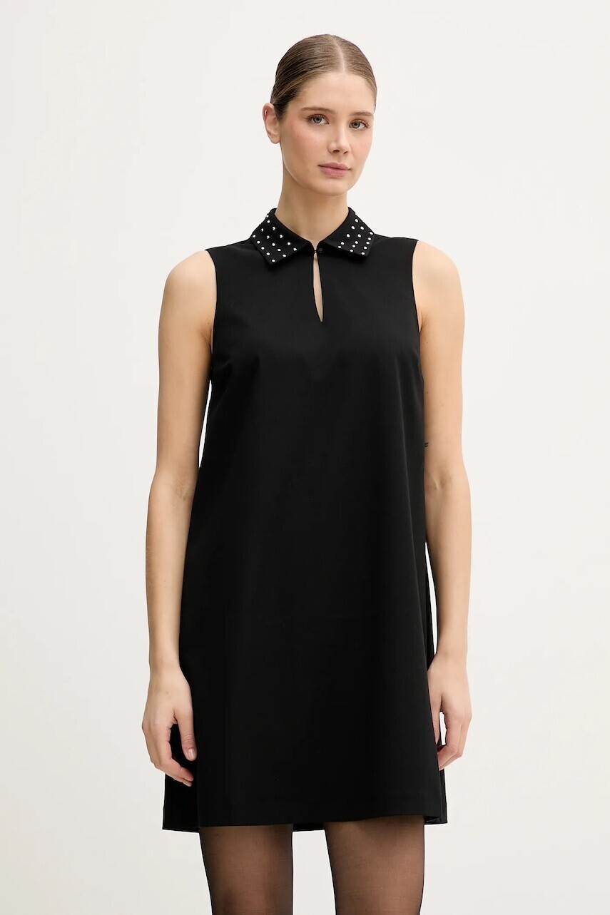 Šaty United Colors of Benetton čierna farba, mini, rovný strih, 4E6QDV0C0