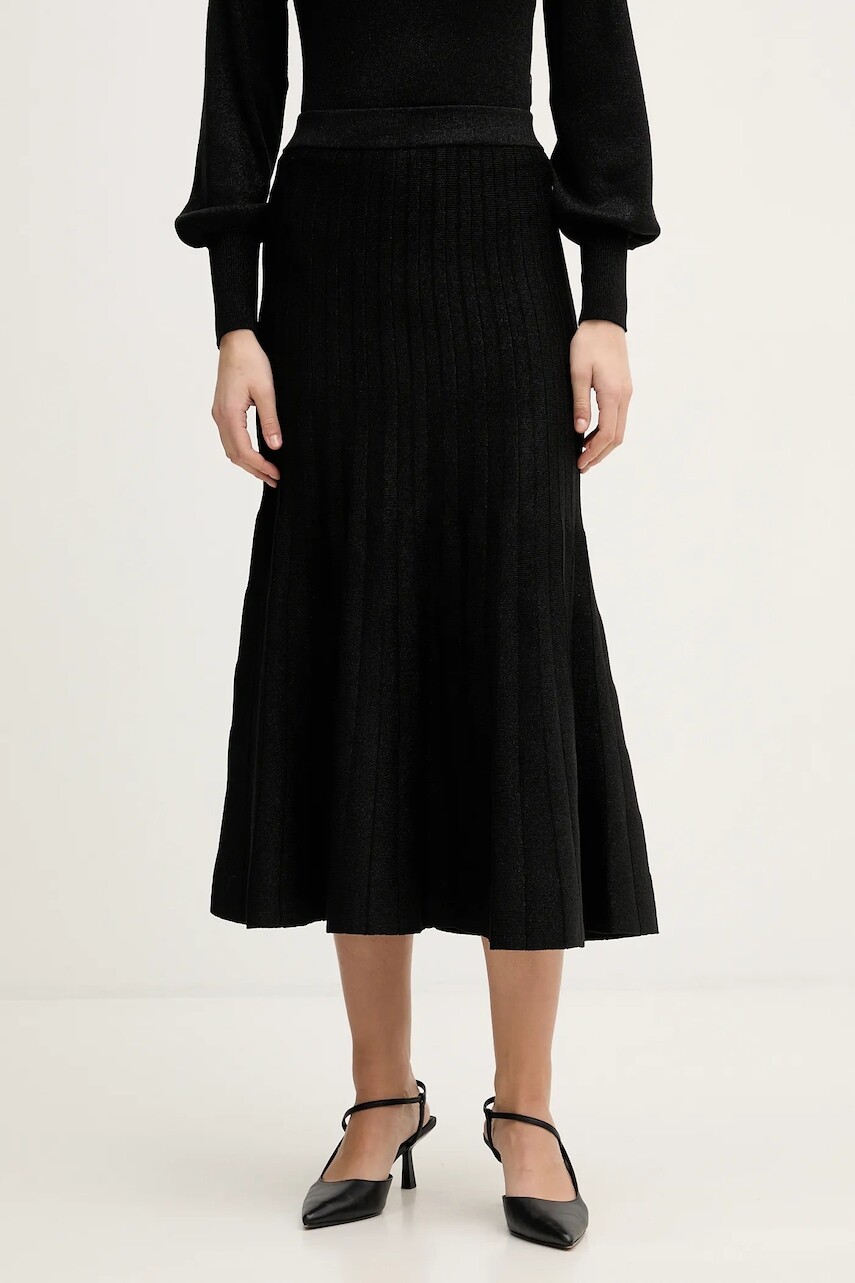 Sukňa United Colors of Benetton čierna farba, midi, áčkový strih, 1EZSD001Y