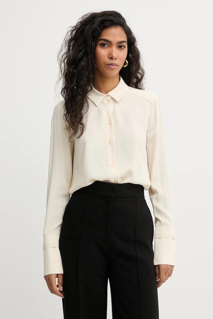 Košeľa Patrizia Pepe béžová farba, regular, s klasickým golierom, 8C0872 A8I1