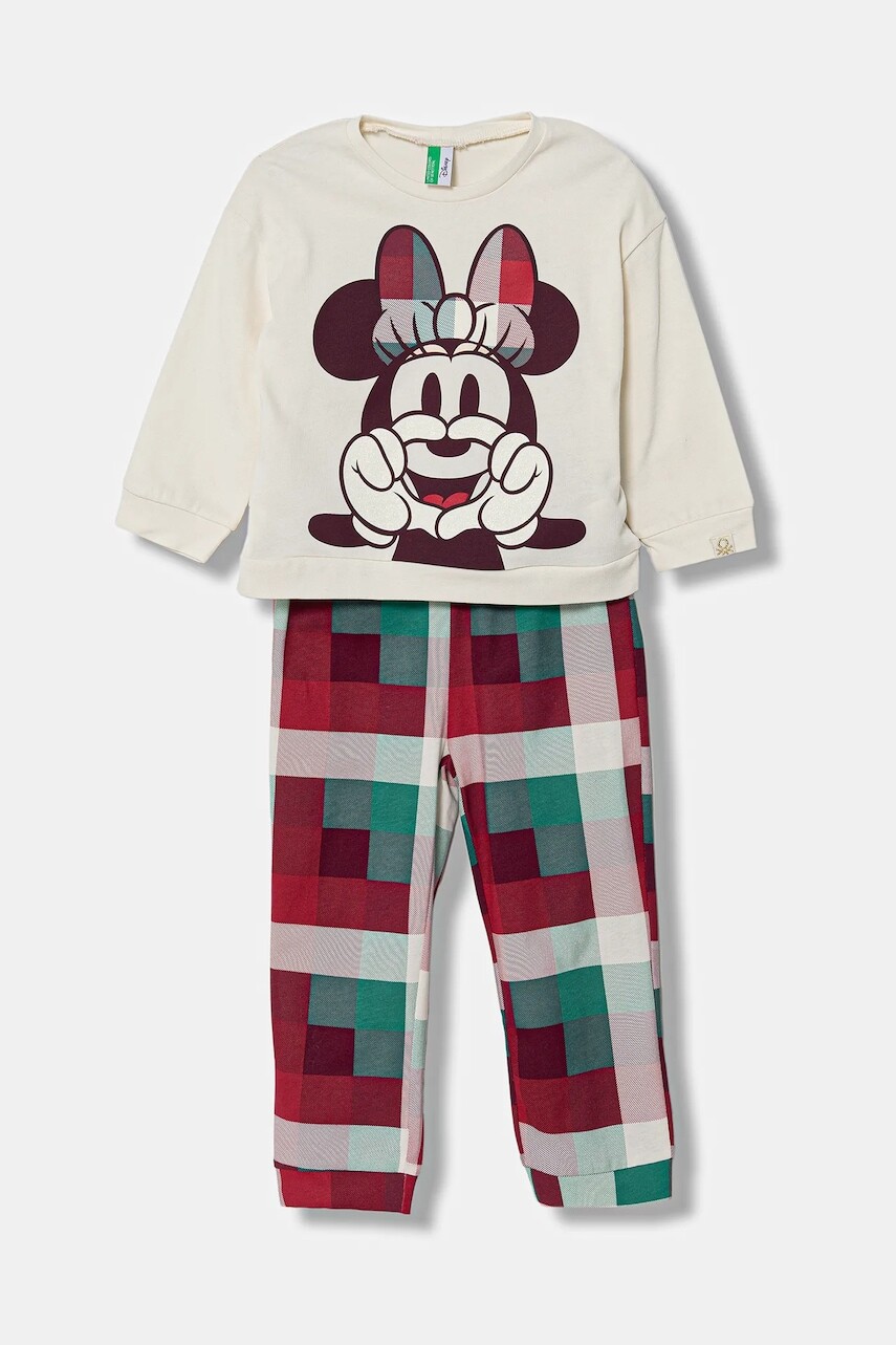 Detské bavlnené pyžamo United Colors of Benetton 2-pak viac farieb, s potlačou, 3P050P09N