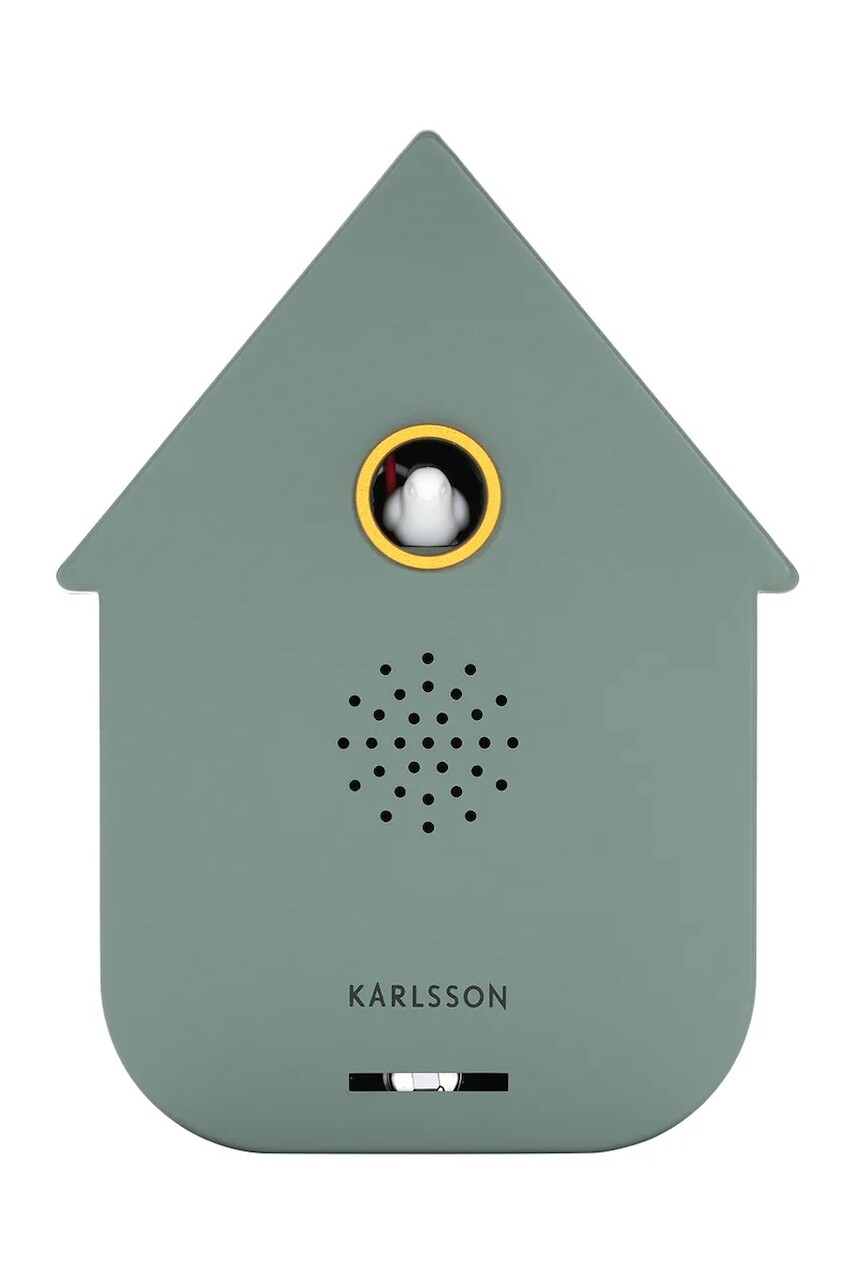 Nástenné hodiny s kukučkou Karlsson Modern Cuckoo 11,5 x 7,5 cm tyrkysová farba