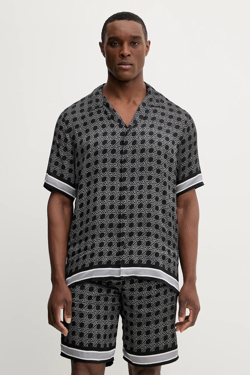 Košeľa Karl Lagerfeld čierna farba, voľný strih, 561881.605942