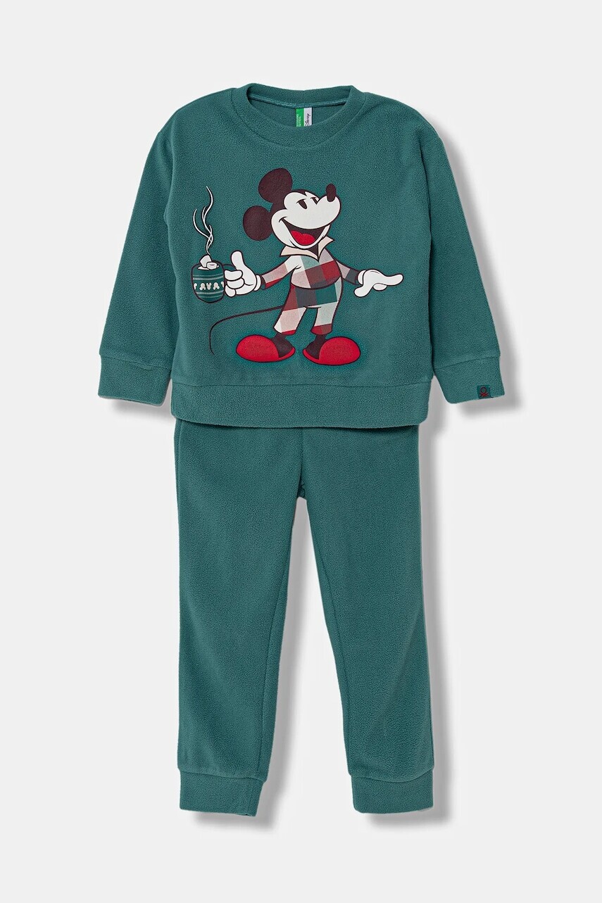 Detské pyžamo United Colors of Benetton zelená farba, s potlačou, 3I470P09T