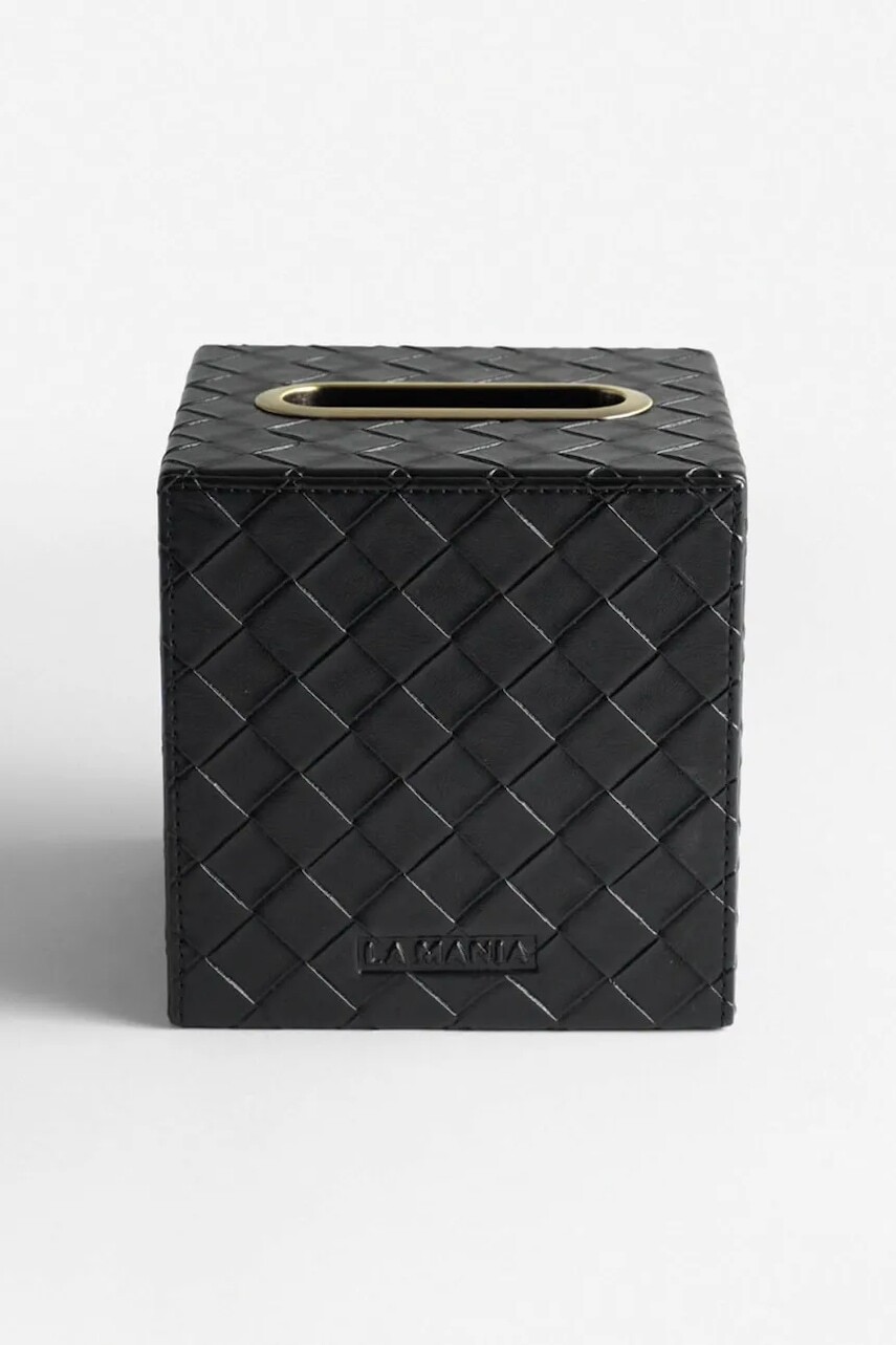 Nádoba na hygienické vreckovky La Mania Tresse I 14 x 14 cm čierna farba