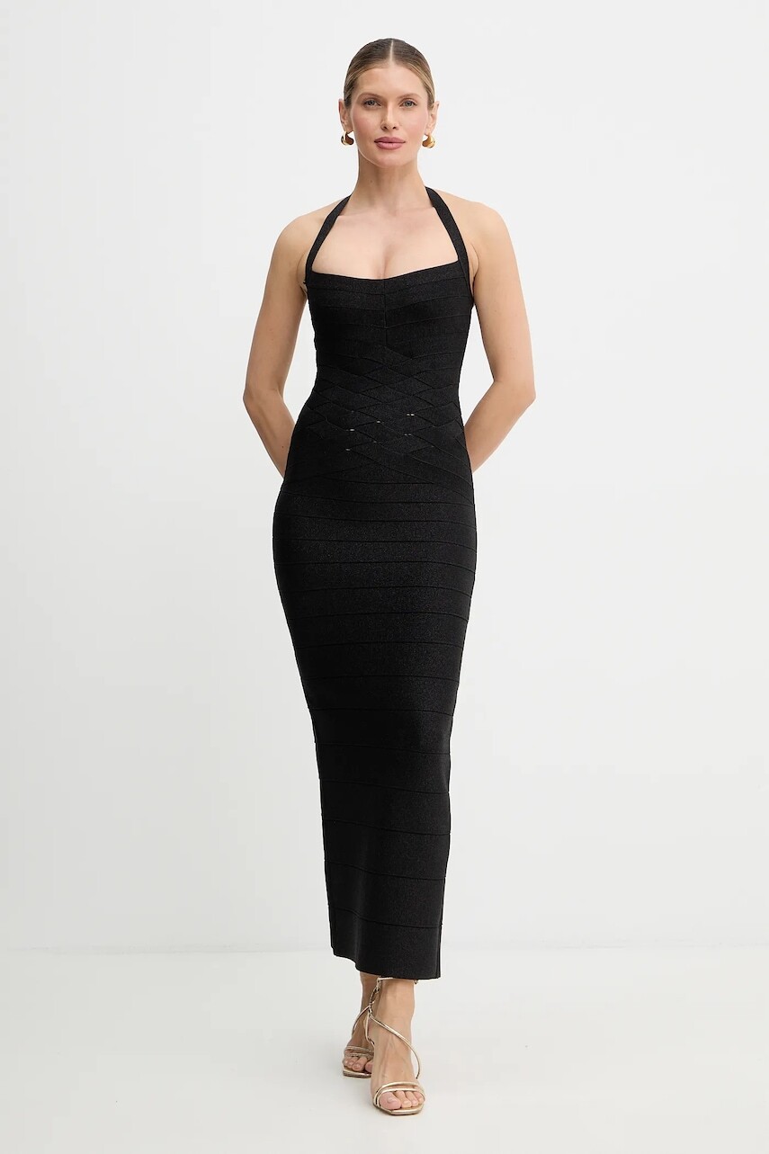 Šaty Herve Leger Maxine čierna farba, maxi, priliehavé, HLM8551109