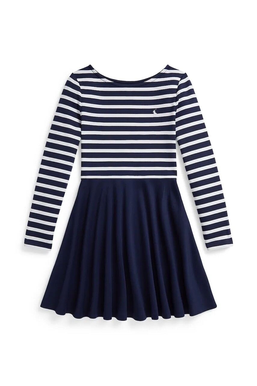 Dievčenské šaty Polo Ralph Lauren tmavomodrá farba, mini, áčkový strih, 313A96139003